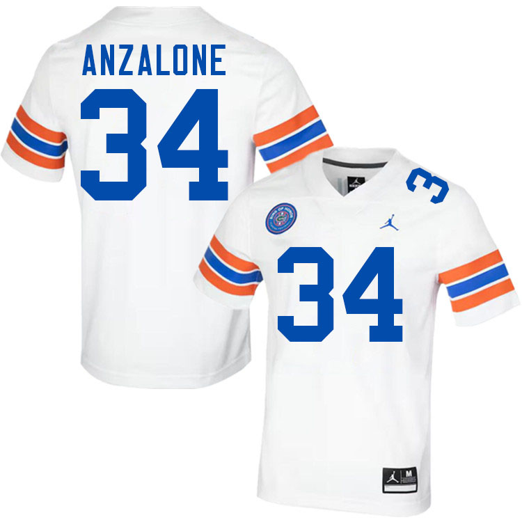 Alex Anzalone Florida Jersey,Florida Gators #34 Alex Anzalone Jersey Youth Uniforms-Throwback White